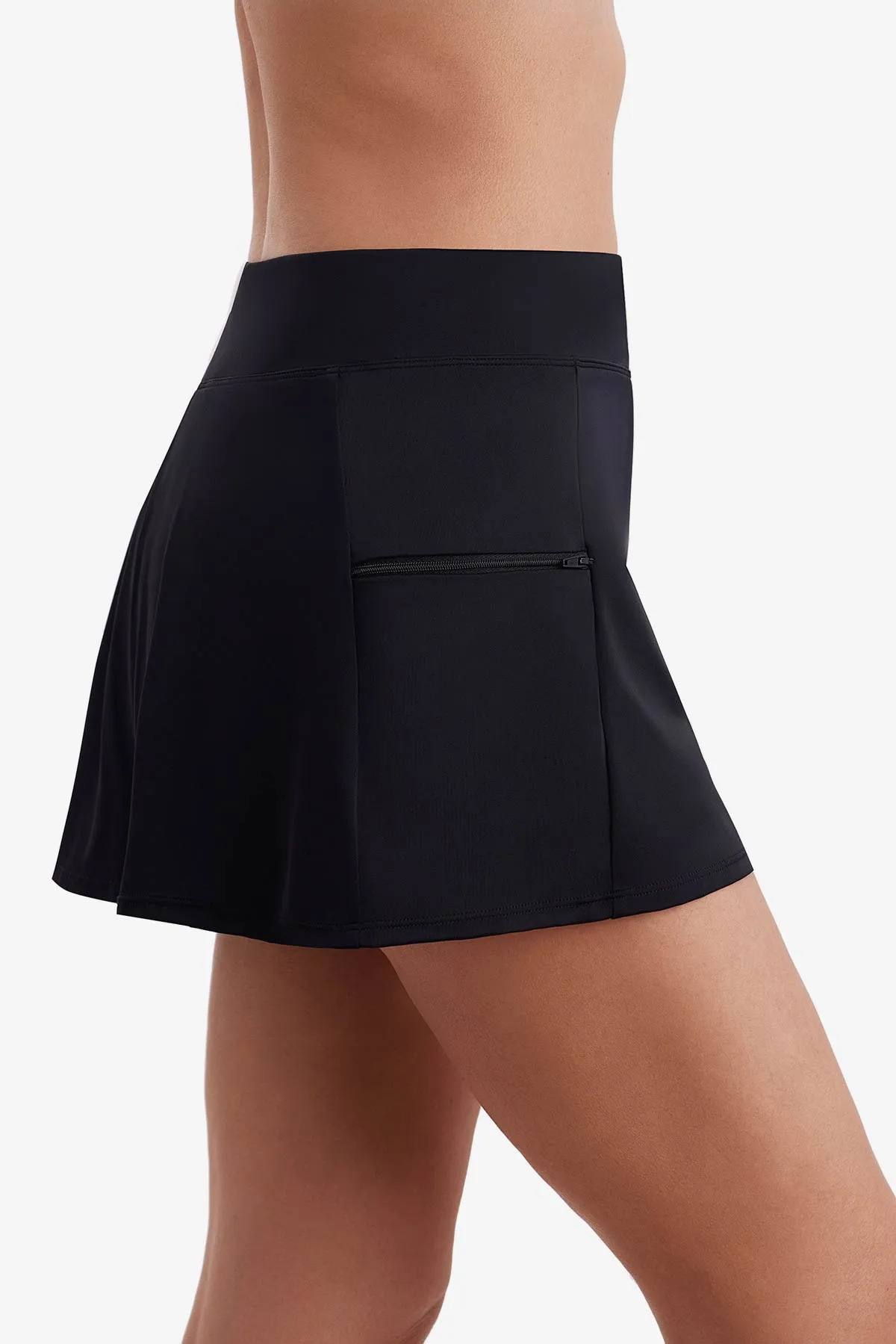Divine Solid Plus Size Side Zipper Pocket Skort - Black sold by Longitude product image thumbnail 2