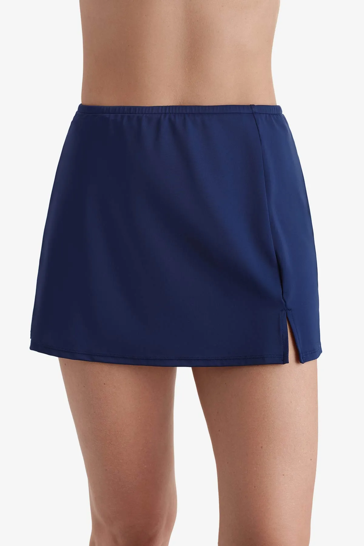 Divine Solid Plus Size Side Slit Swim Skirt - New Navy Blue sold by Longitude