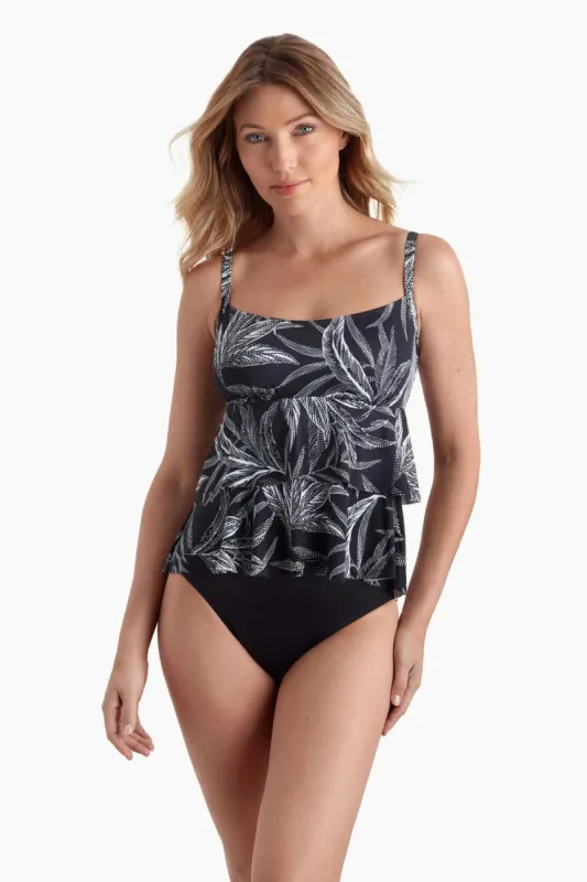Plus Size High Low Double Tier Tankini Top - Leaf Encounter sold by Longitude