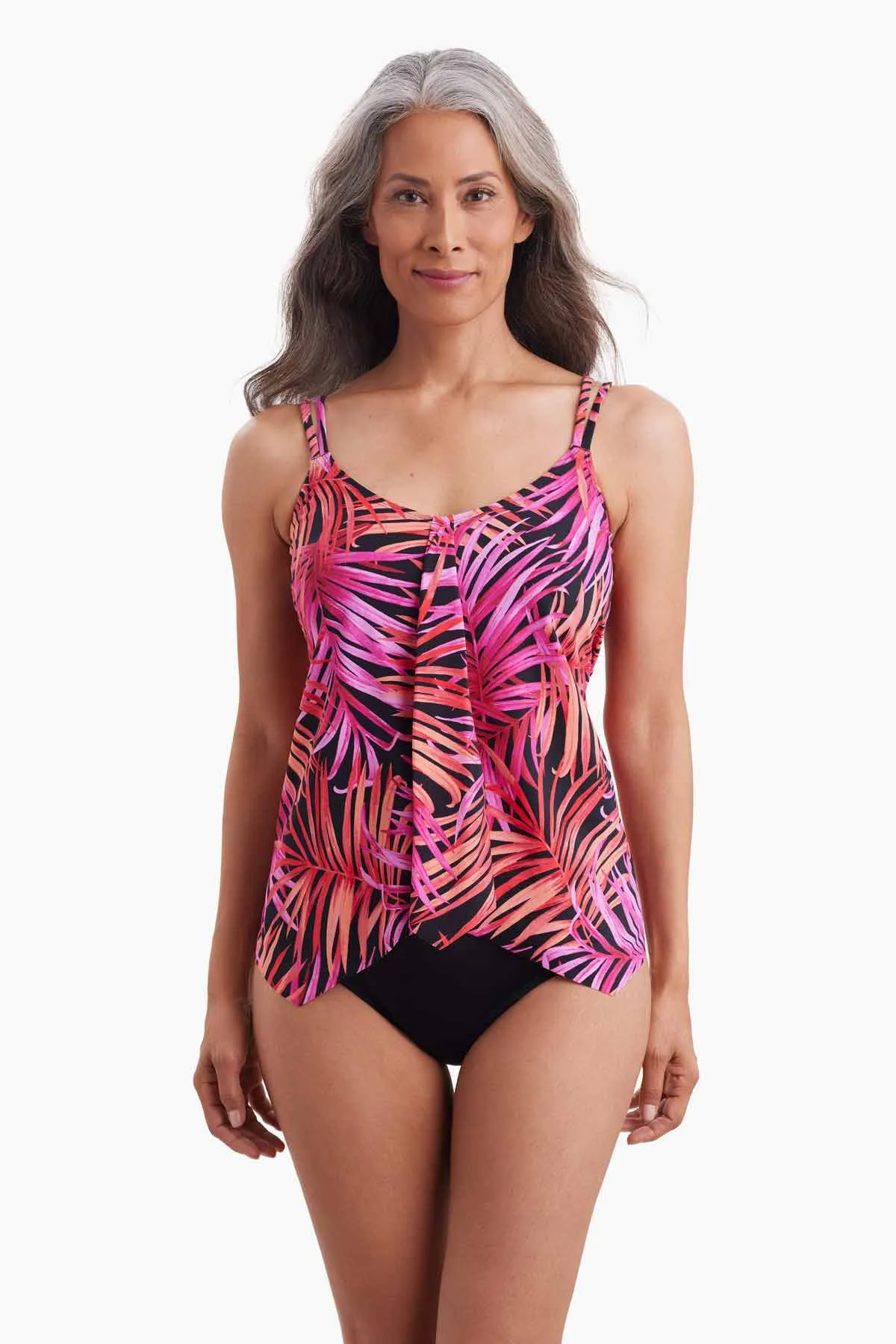 Plus Size Handkerchief Hem Tankini Top - Shake A Palm sold by Longitude