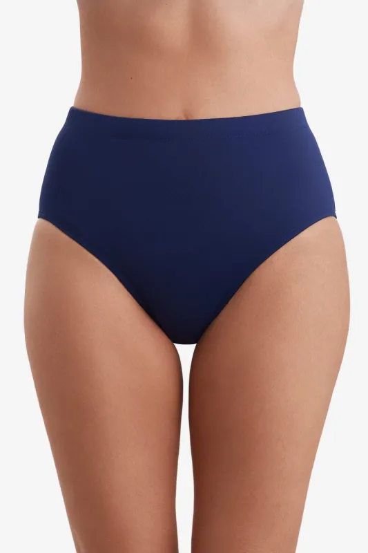 Plus Size Basic Brief Swim Bottom - Divine Solid New Navy Blue sold by Longitude