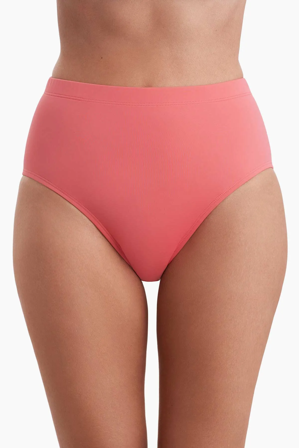 Plus Size Basic Brief Swim Bottom - Divine Solid Coral sold by Longitude