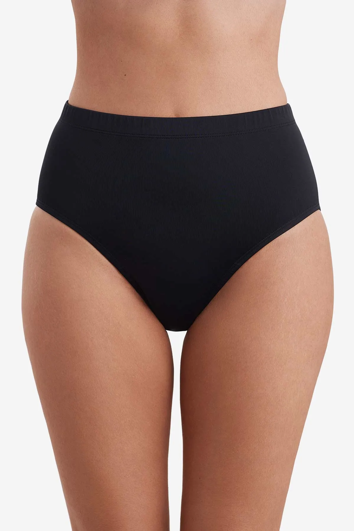 Plus Size Basic Brief Swim Bottom - Divine Solid Black sold by Longitude