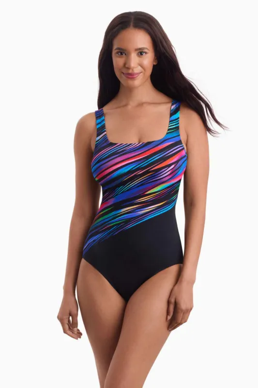 Scoopneck Tank One Piece - Wave Power Multi sold by Longitude