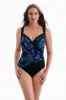 Plus Size Long Torso Piped Side Shirred Surplice One Piece - Majorelle Garden sold by Longitude