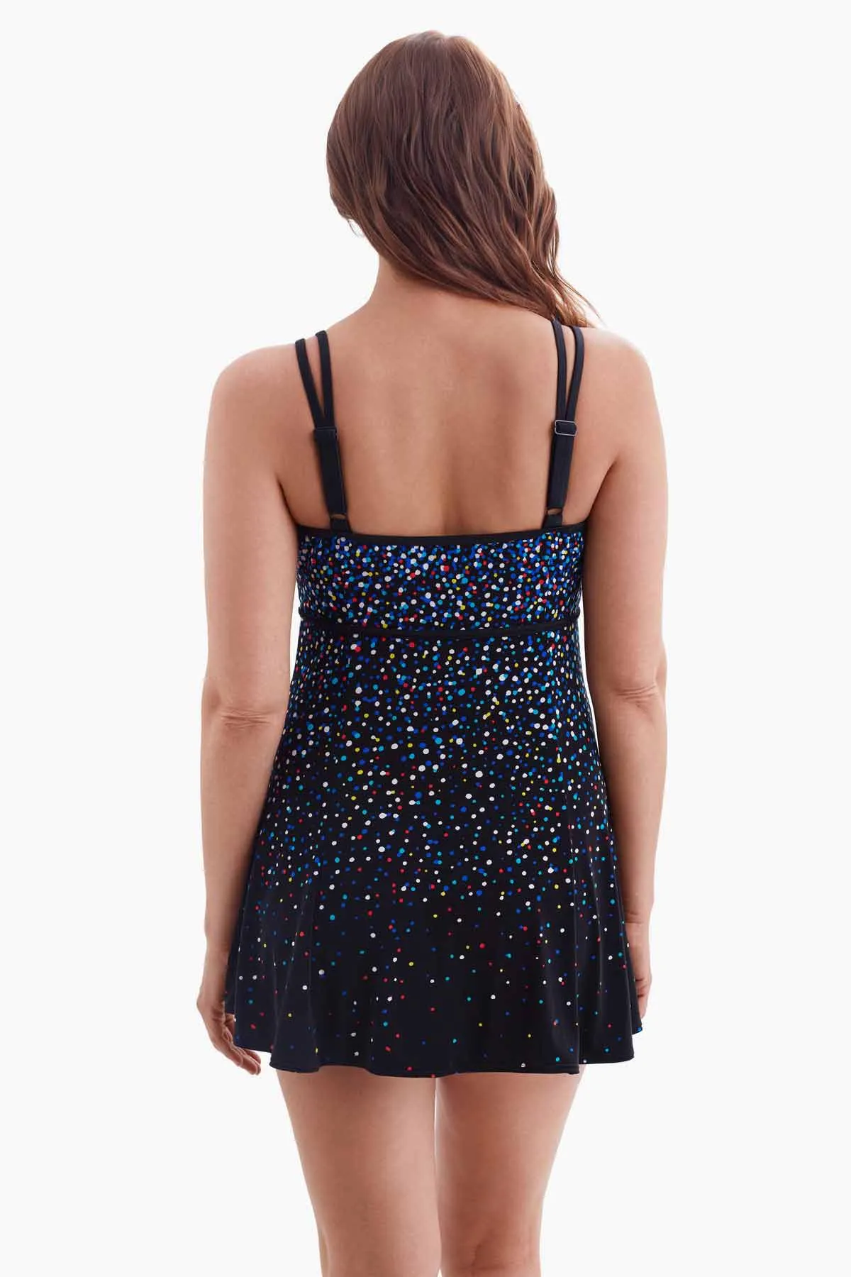 Plus Size Long Torso Empire Princess Seam Swim Dress - Multi Sprinkles sold by Longitude product image thumbnail 3