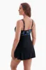 Plus Size Long Torso Empire Princess Seam Swim Dress W /Hardware - Majorelle Garden sold by Longitude