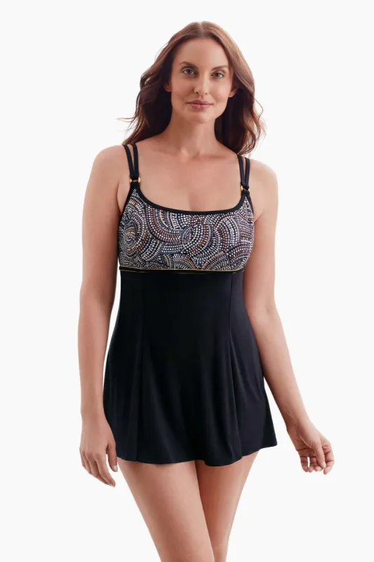 Long Torso Empire Princess Seam Swim Dress W /Hardware - Beaded Glam sold by Longitude