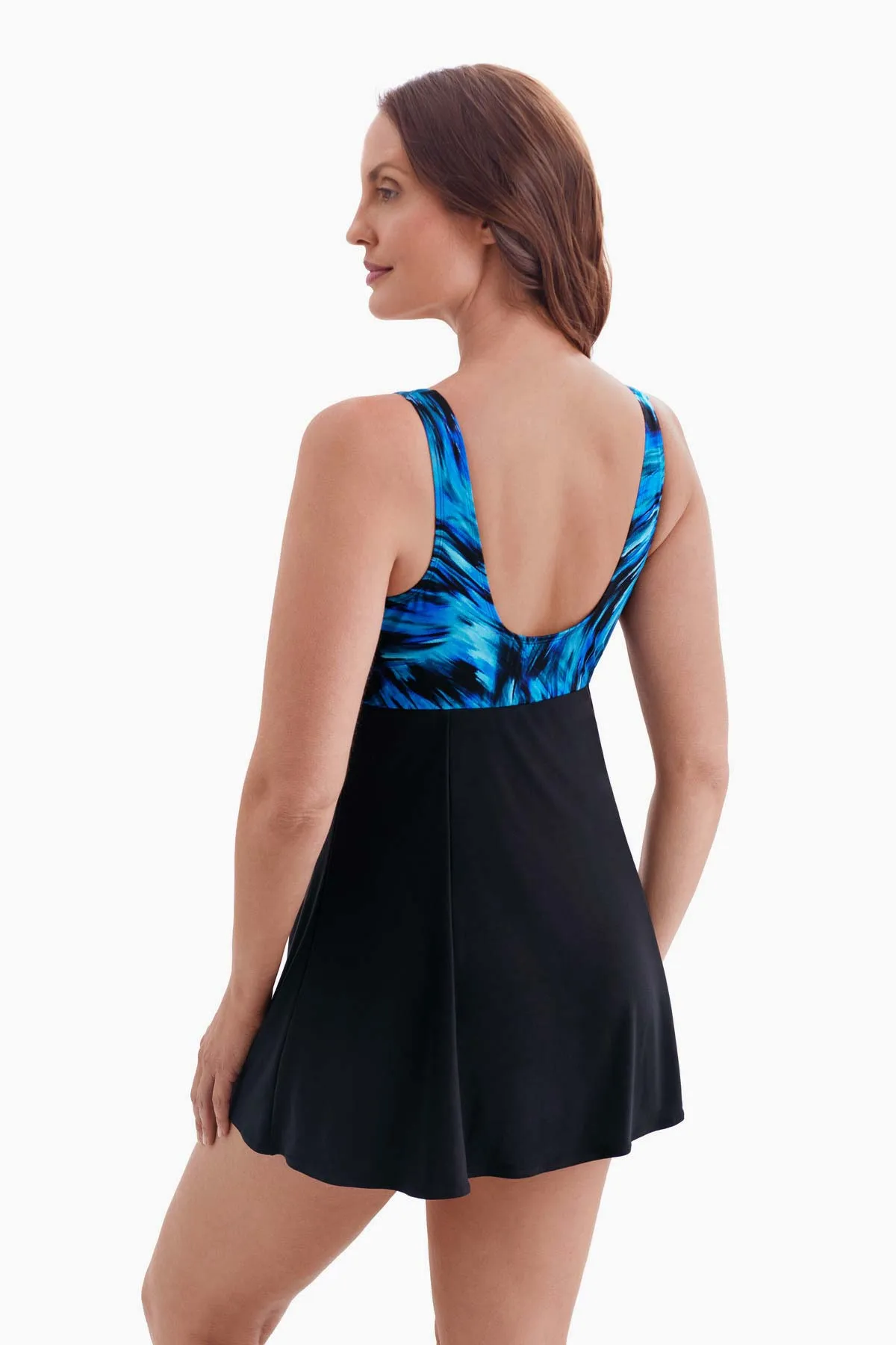 Plus Size Long Torso Draped Crossover Swim Dress - Summer Waves sold by Longitude product image thumbnail 2
