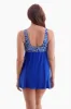 Long Torso Draped Crossover Swim Dress - Fine China sold by Longitude