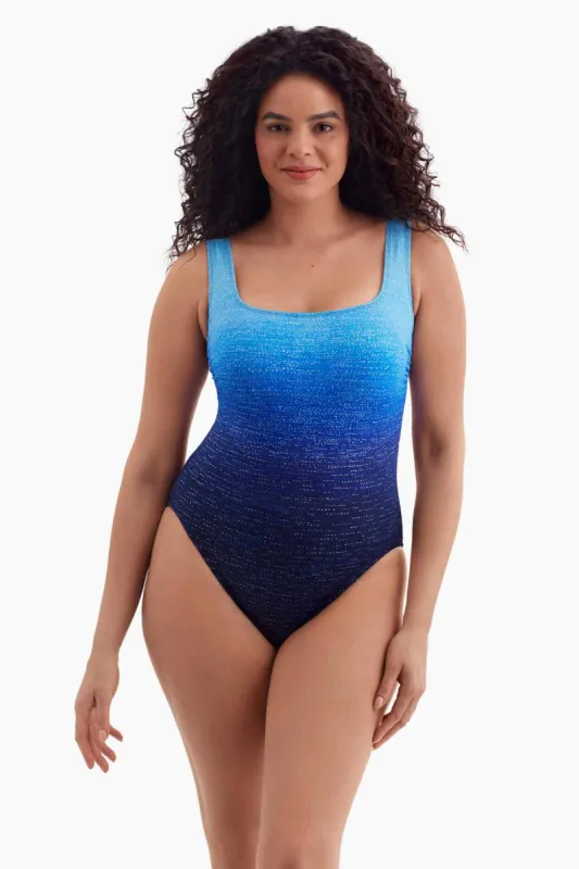 Modern Leg Plus Size Long Torso Double X Back One Piece - Twinkling Lights sold by Longitude