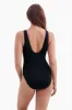 Modern Leg Long Torso Shirred Faux Tie Surplice One Piece - Coolangata sold by Longitude