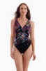 Modern Leg Long Torso Shirred Faux Tie Surplice One Piece - Coolangata sold by Longitude