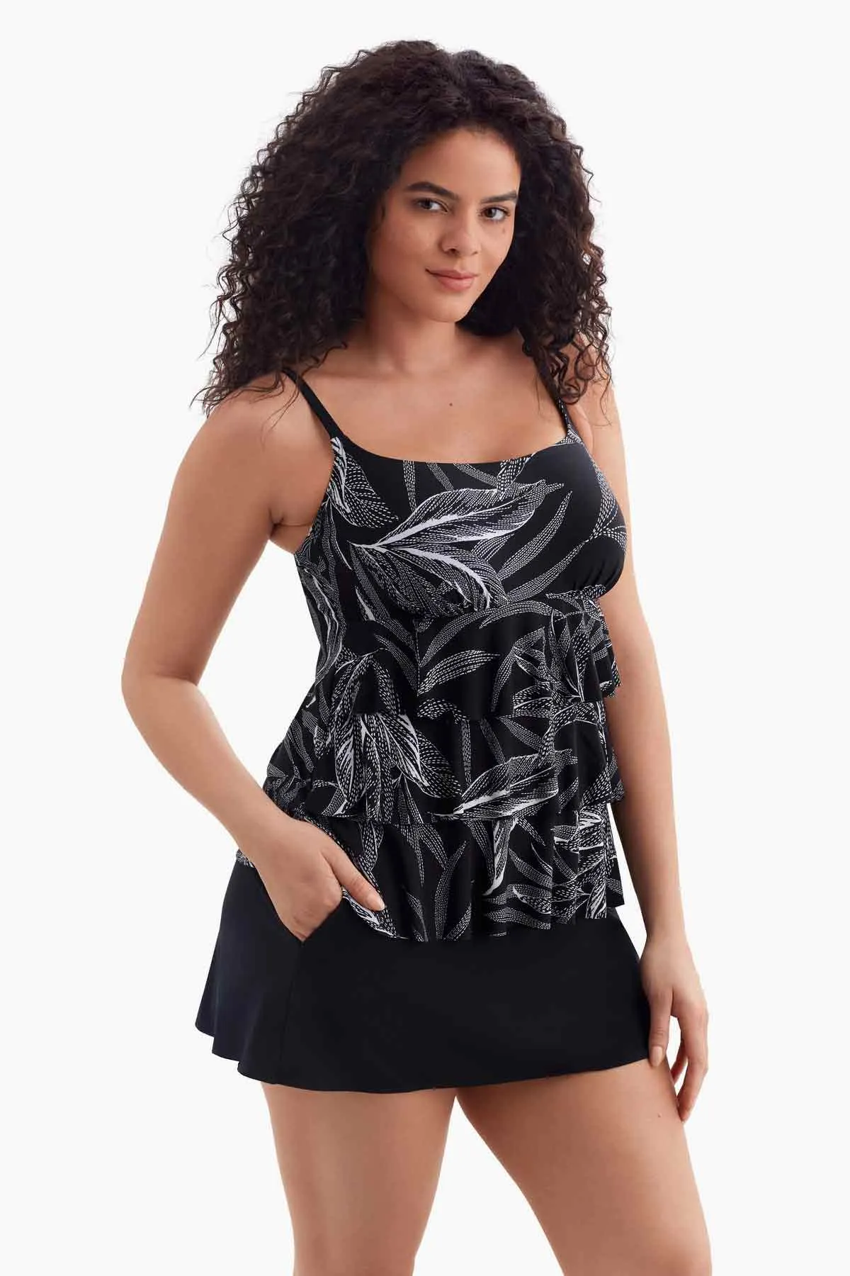 Long Torso Ruffle Faux Skirtini - Leaf Encounter sold by Longitude product image thumbnail 2