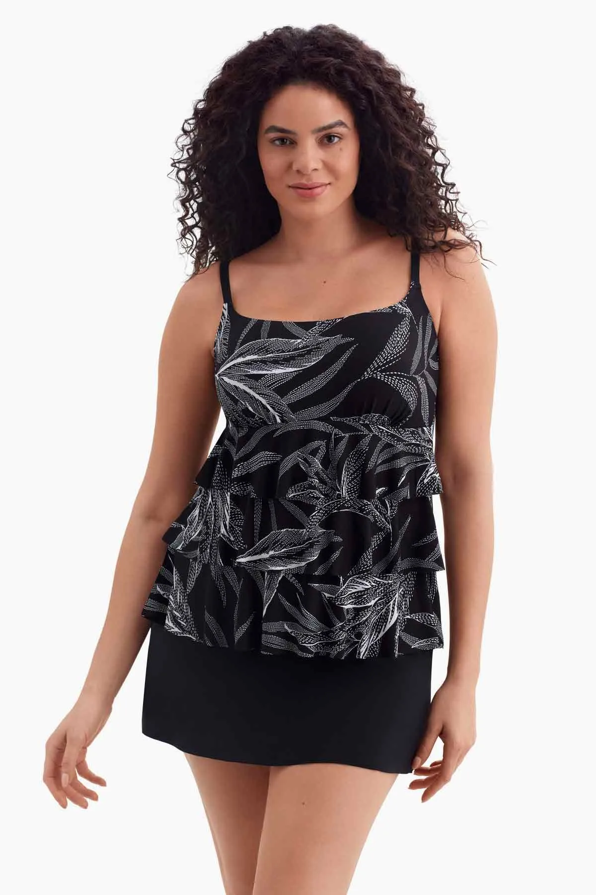 Long Torso Ruffle Faux Skirtini - Leaf Encounter sold by Longitude