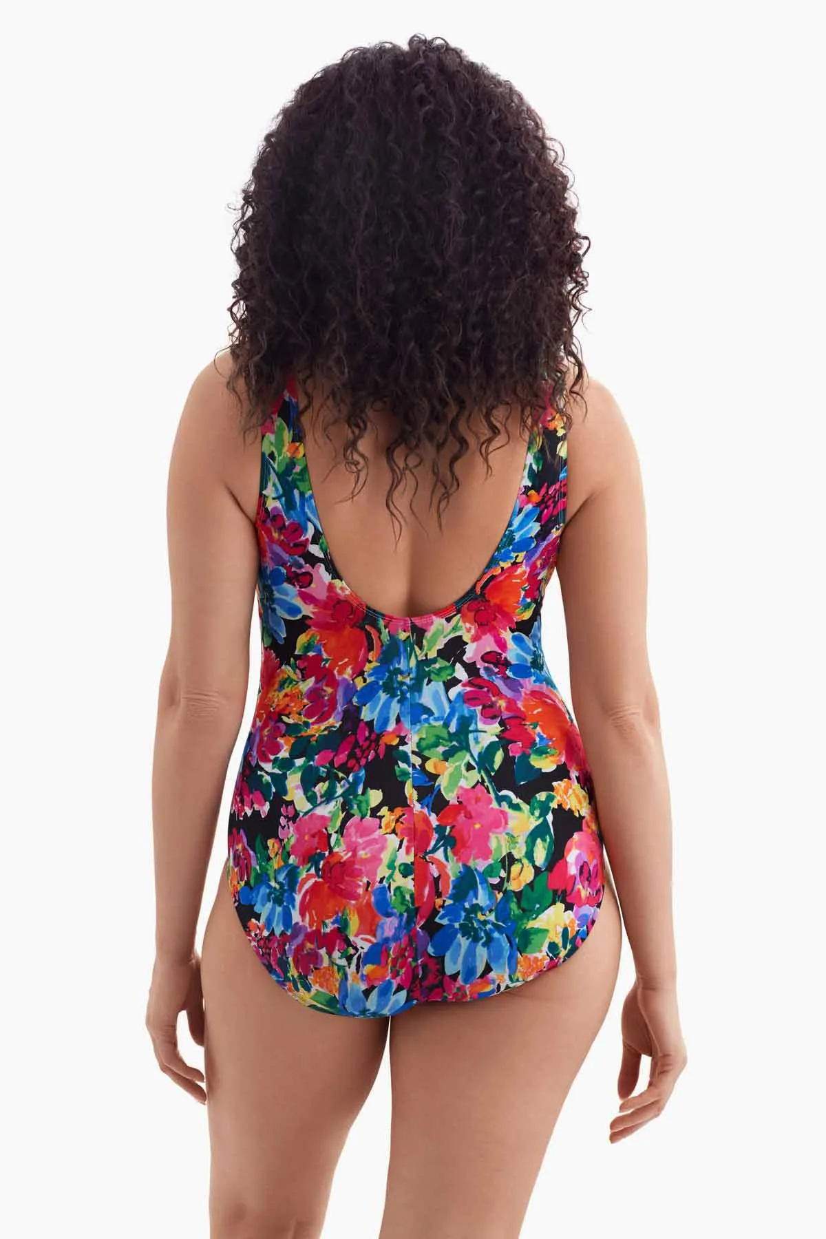 Plus Size Long Torso Twist Draped One Piece - Blooming Bouquet sold by Longitude product image thumbnail 3