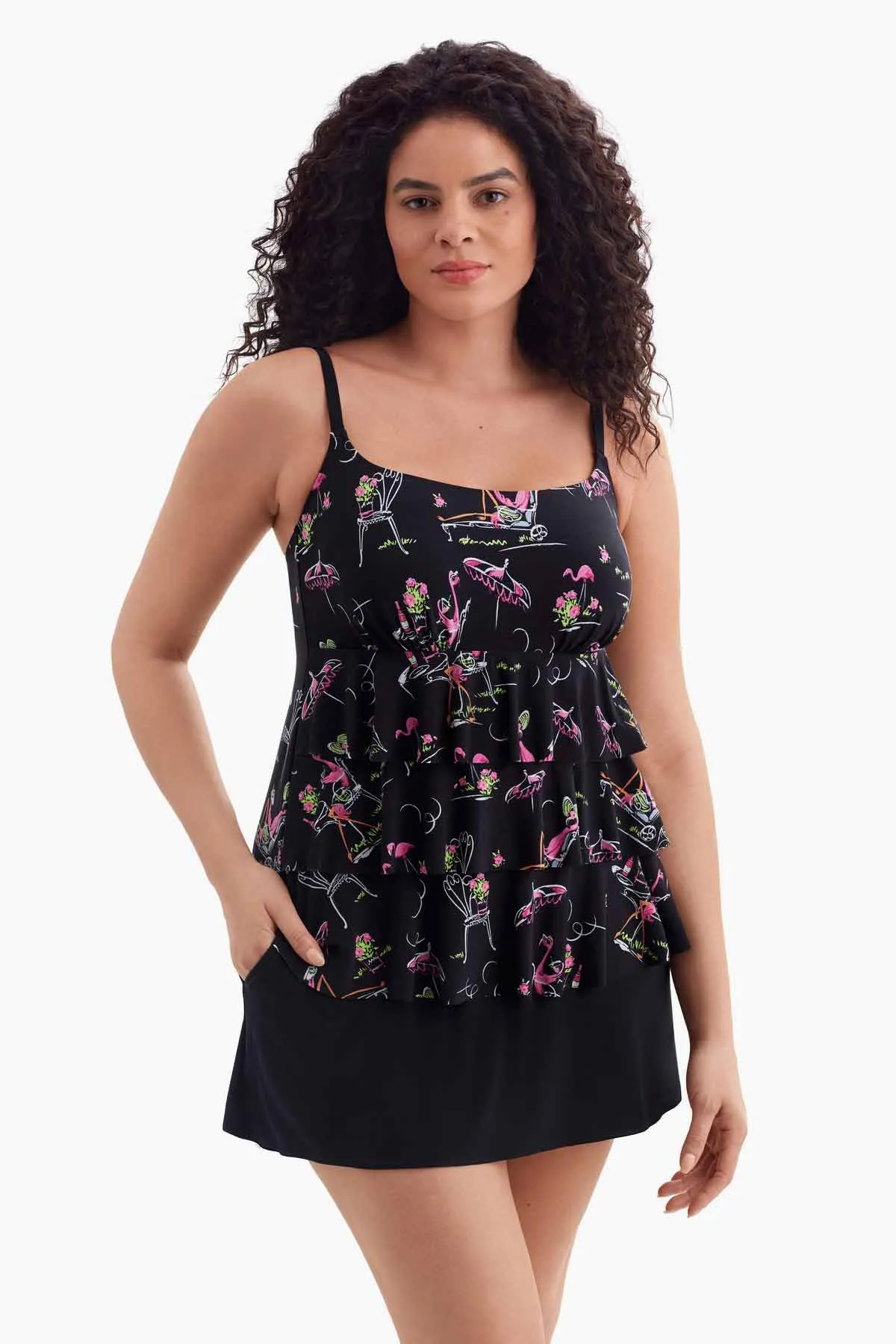 Long Torso Ruffle Faux Skirtini - Flamingo Hotel sold by Longitude product image thumbnail 2