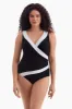 Plus Size Long Torso Side Shirred Surplice One Piece - Texture Luxe sold by Longitude