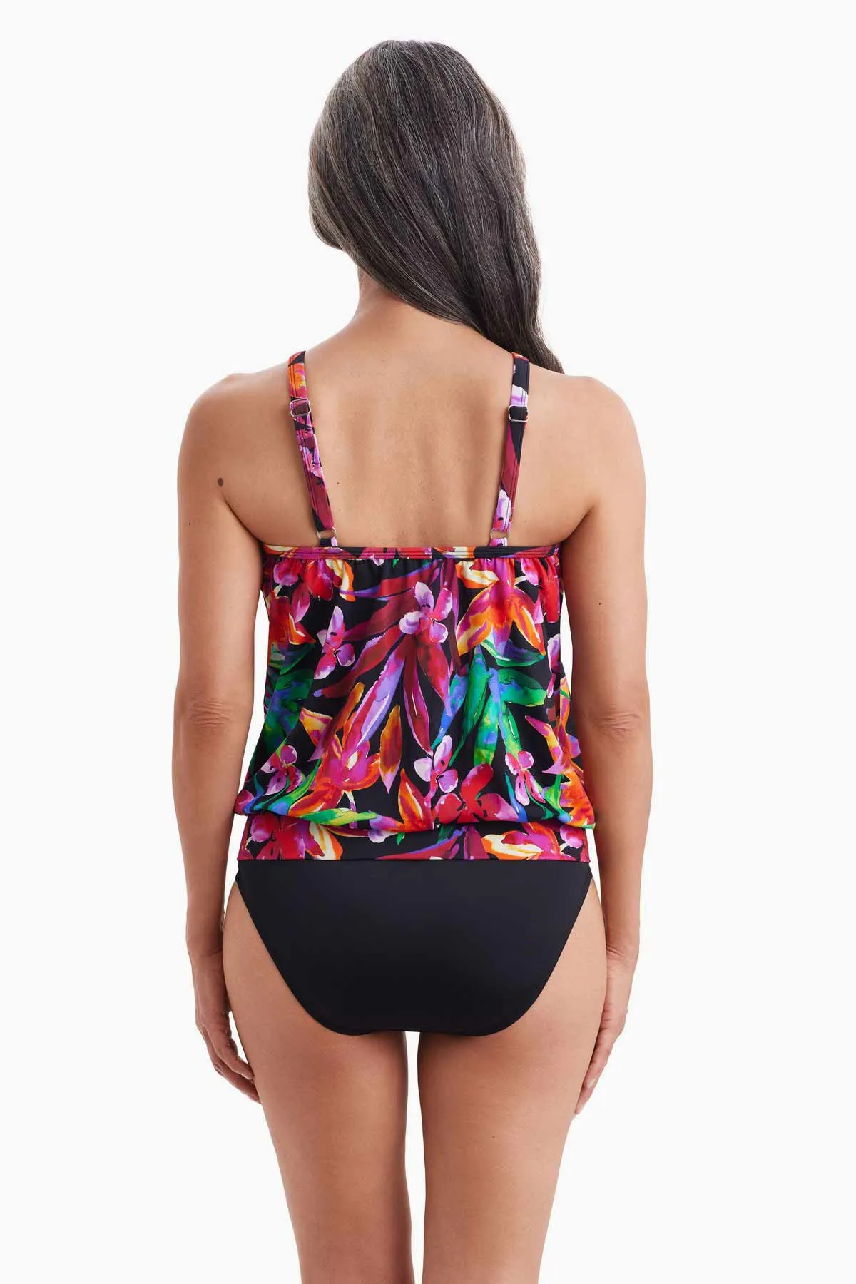 High Neck Blouson Tankini Top W/ Mesh Inserts - Secret Jungle sold by Longitude product image thumbnail 3