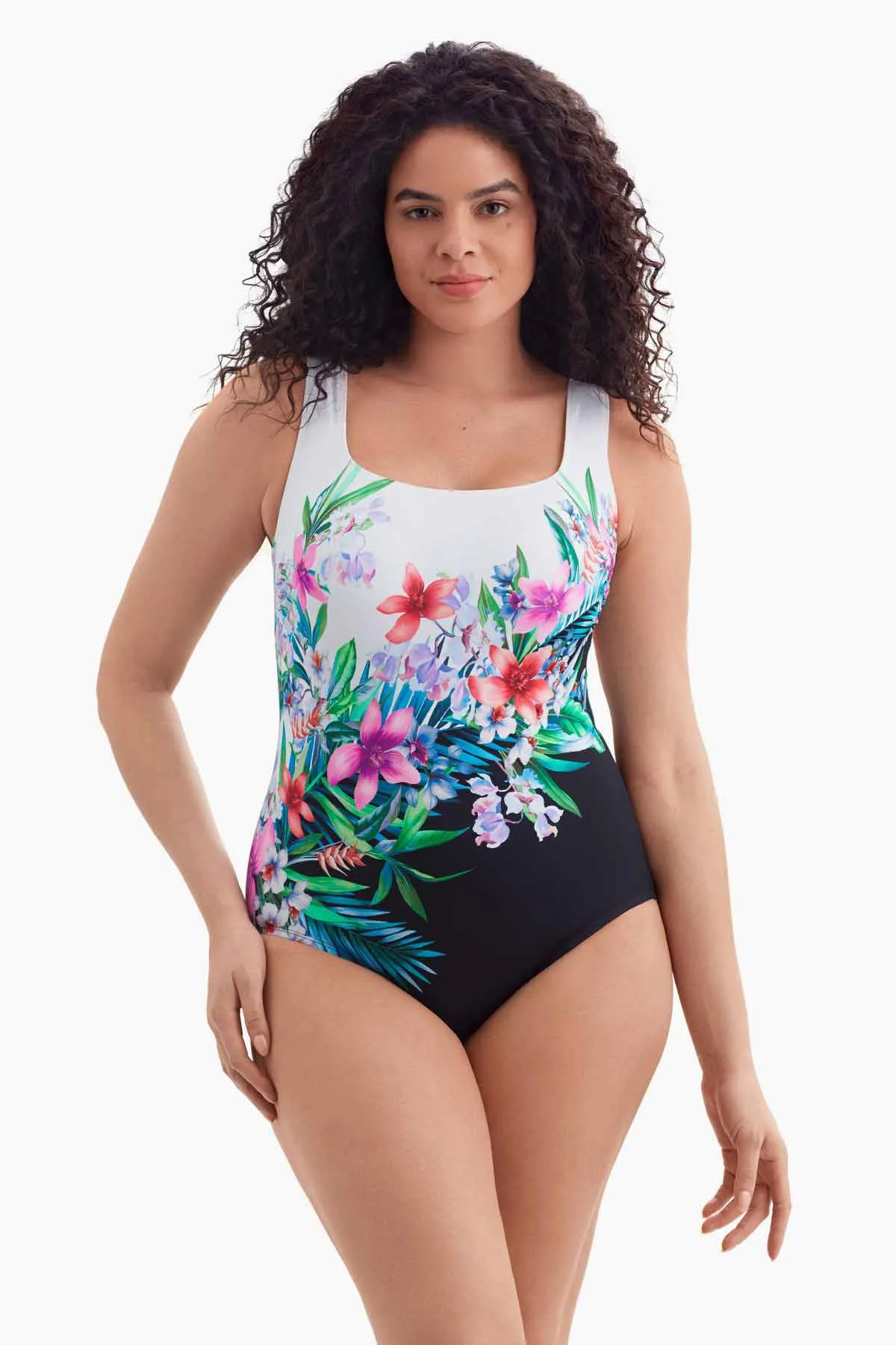 Long Torso Panel Scoopneck One Piece - Bora Bora sold by Longitude