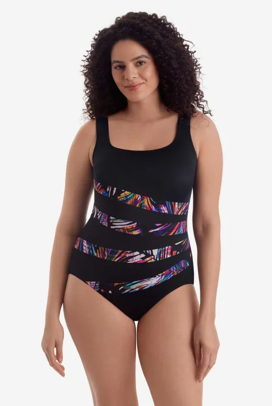 Long Torso Fan Tank One Piece - Coolangata sold by Longitude