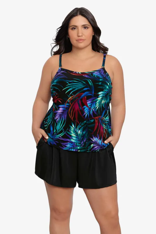 Plus Size Farrah Romper - Rainforest Woodcut sold by Longitude