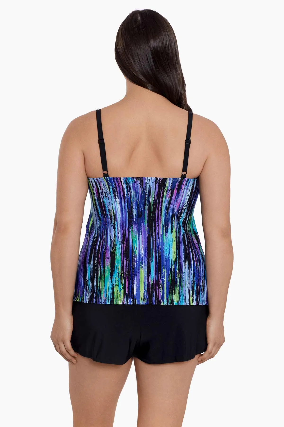 Long Torso Ruffle Faux Shortini - Brilliant Streaks sold by Longitude product image thumbnail 3