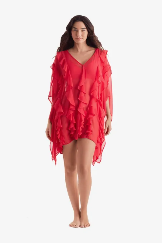 Soleil Solids Breeze Poncho - Punch sold by Longitude