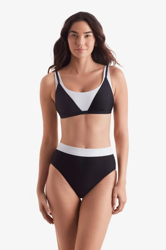 Drift Bra - Black/White Layered Solids sold by Longitude