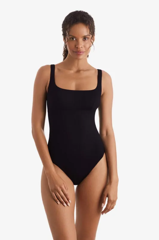 Harper One Piece - Black Lido Rib sold by Longitude