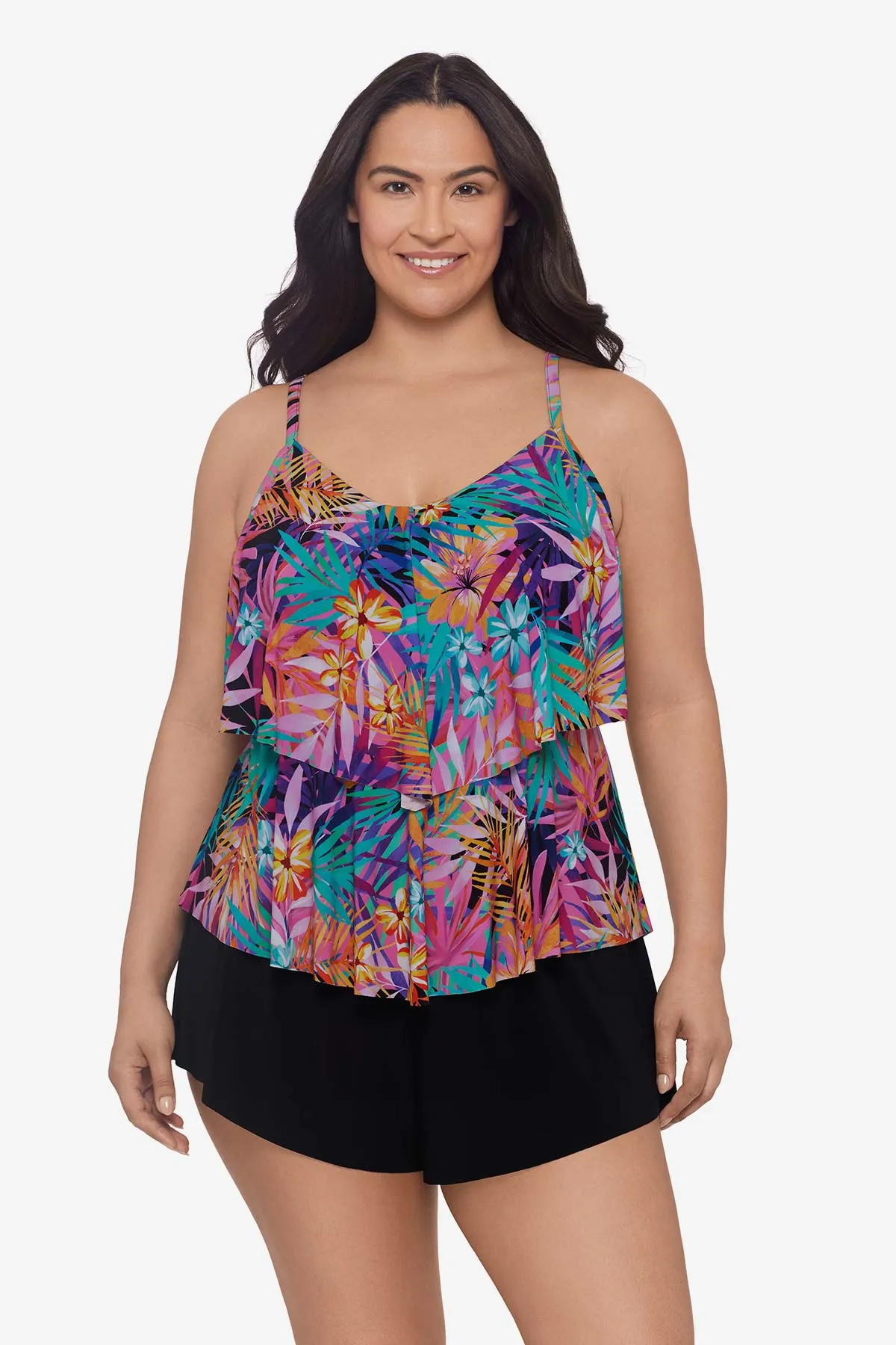 Plus Size Ronnie Tankini Top - Caribbean Palms sold by Longitude