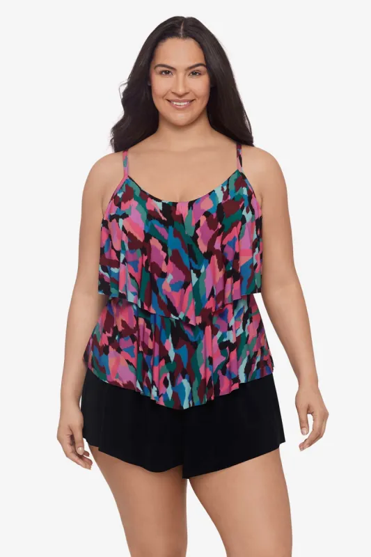 Plus Size Ronnie Tankini Top - Collage Patch sold by Longitude