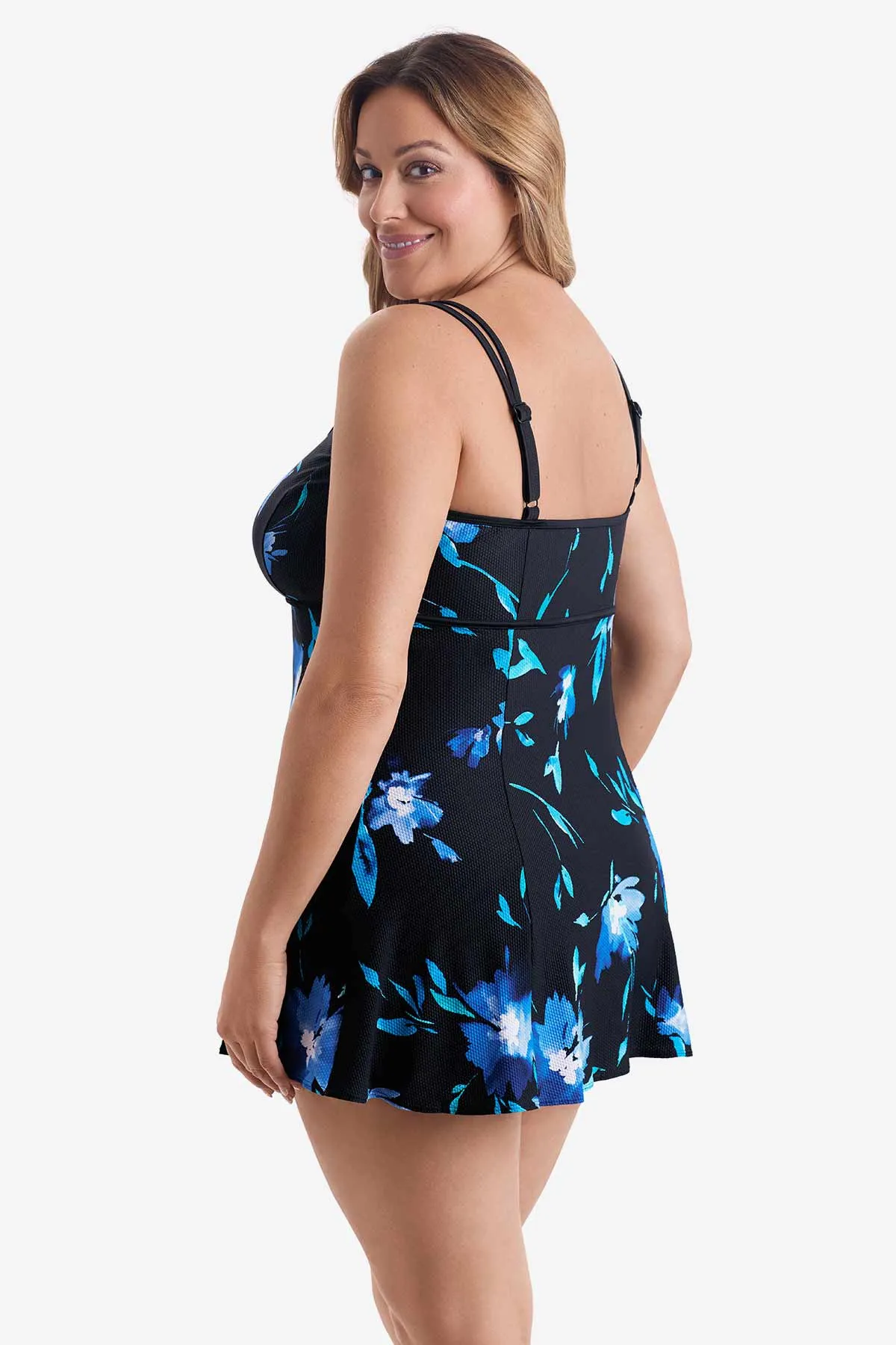 Plus Size Long Torso Empire Princess Seam Swim Dress - Whimsical sold by Longitude product image thumbnail 2