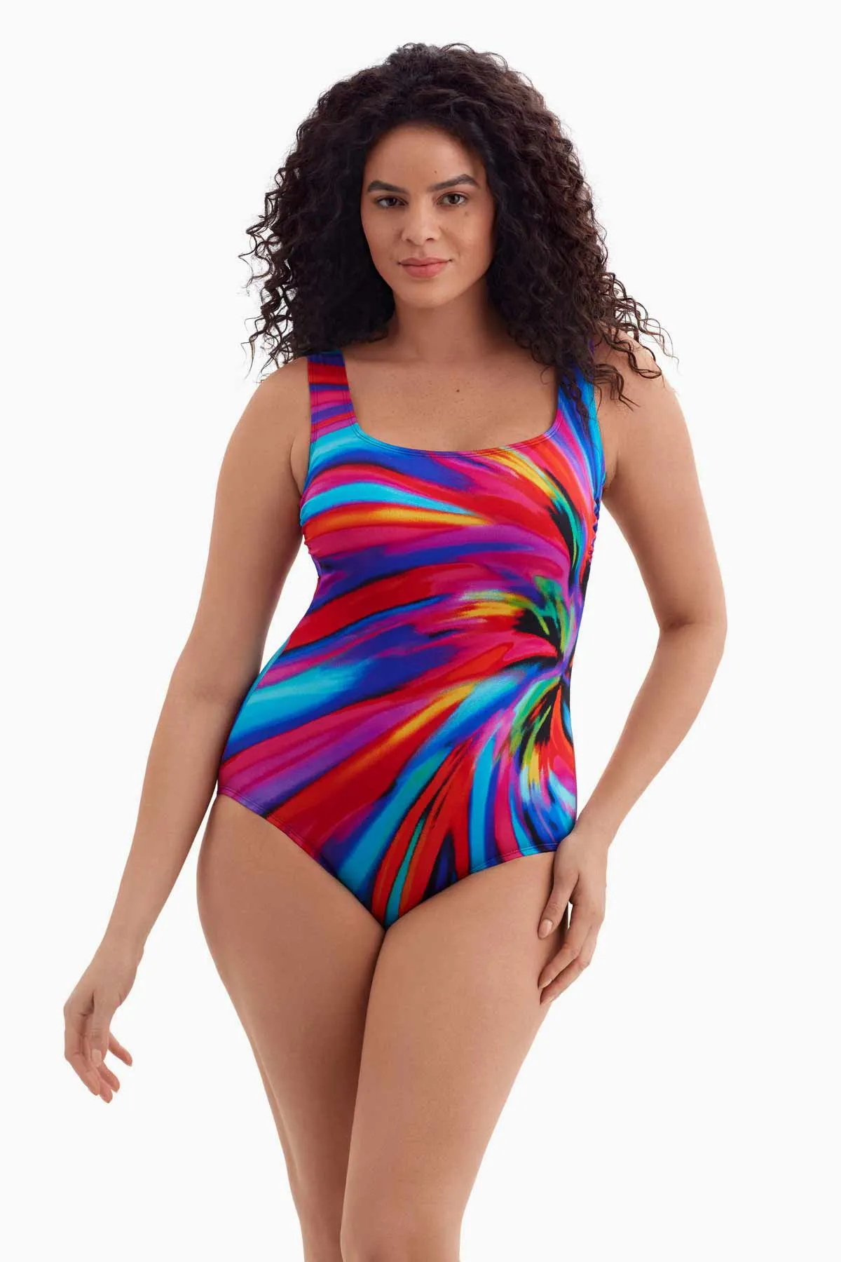 Long Torso Panel Scoopneck One Piece - Tidal Swoon sold by Longitude