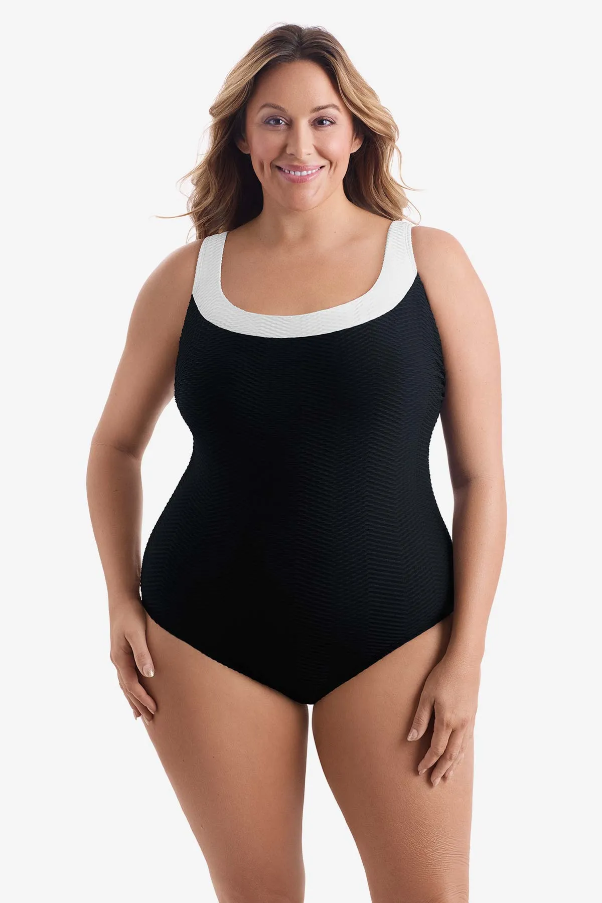 Plus Size Long Torso X Back One Piece - Texture Luxe sold by Longitude
