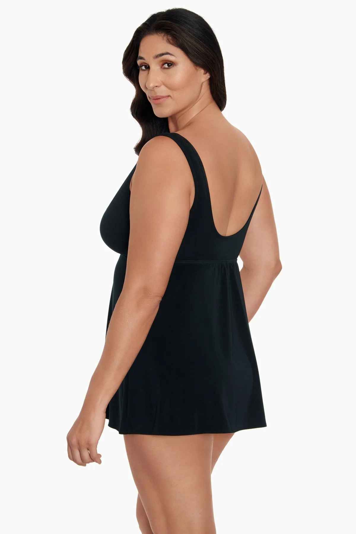 Black Tie Long Torso Cowl Neck Swim Dress - Black sold by Longitude product image thumbnail 2