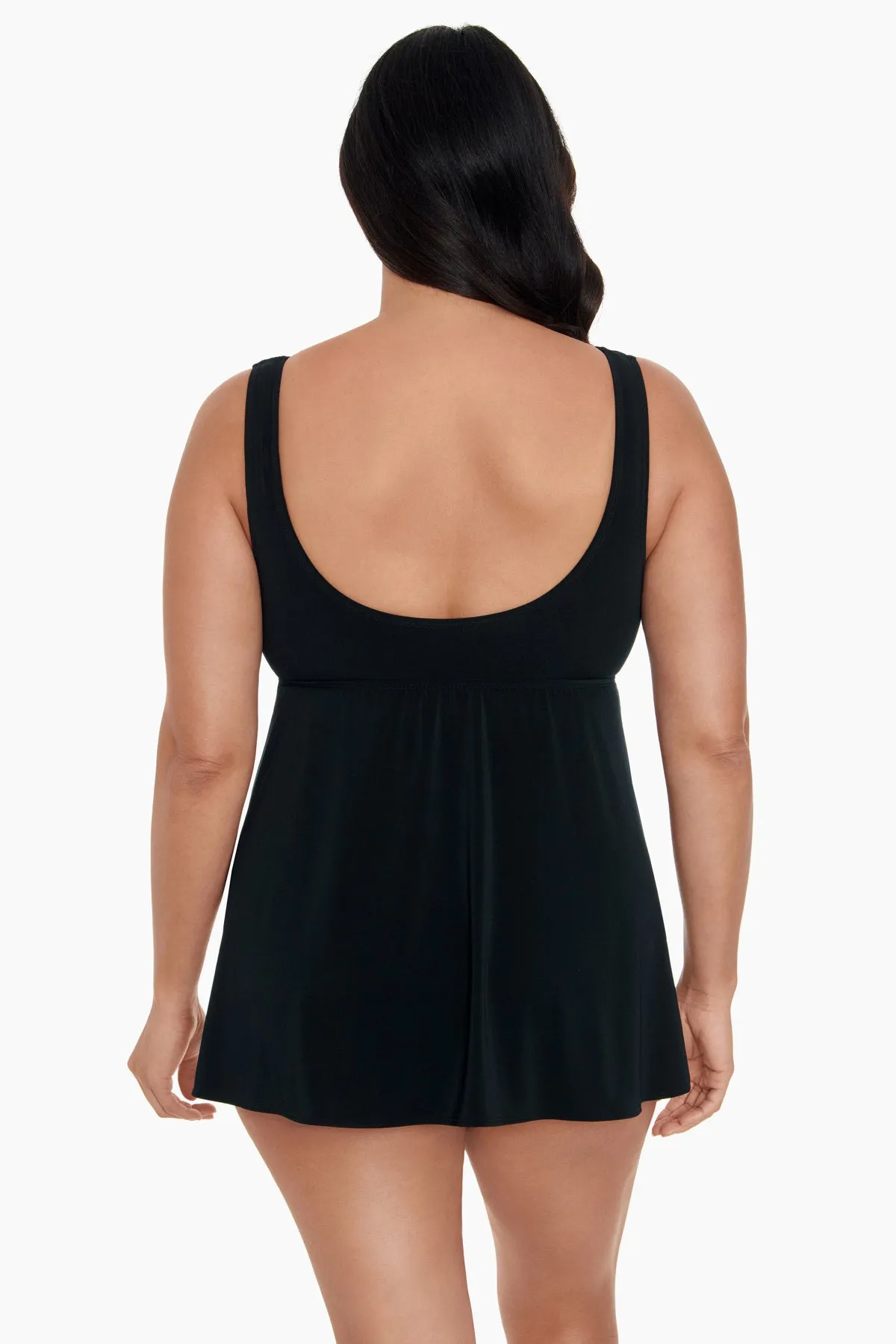 Black Tie Long Torso Cowl Neck Swim Dress - Black sold by Longitude product image thumbnail 3