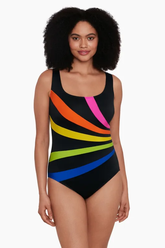 Long Torso Fan Tank One Piece - Multi Fan Club sold by Longitude