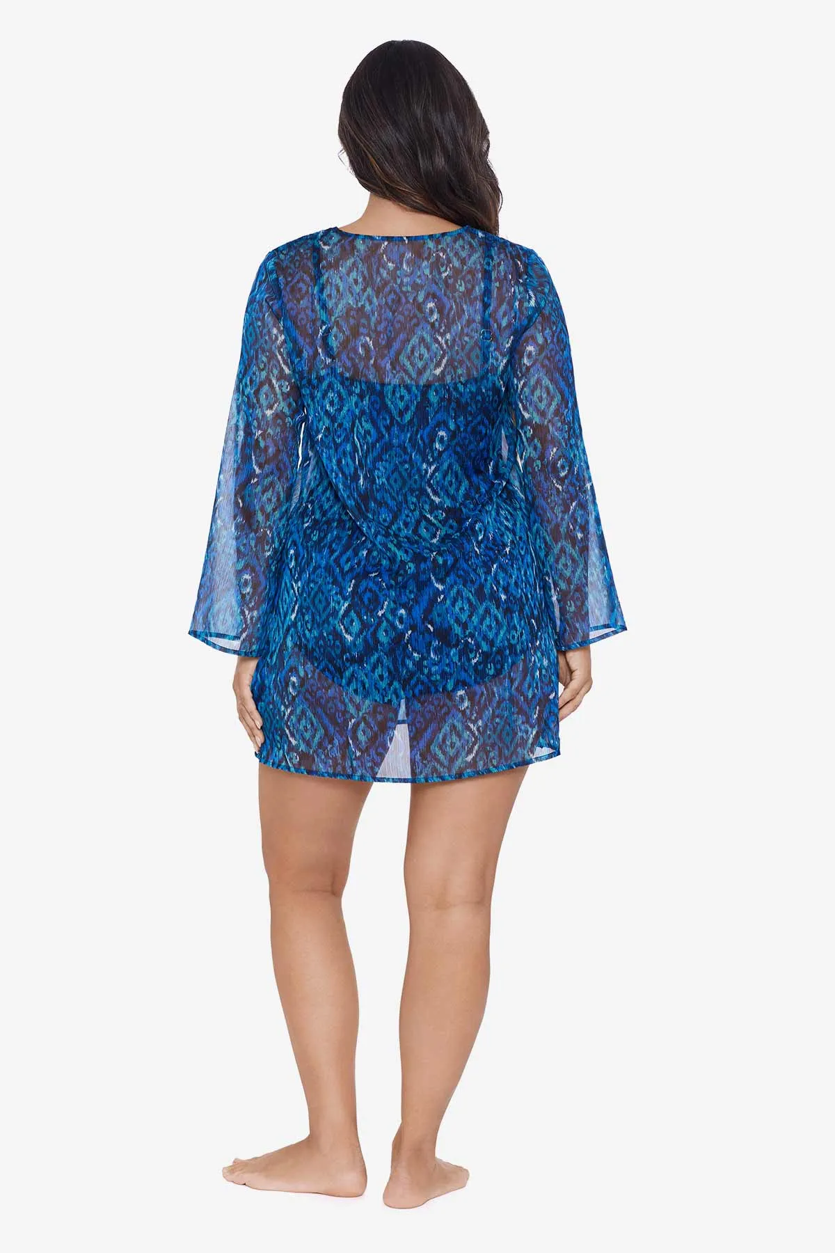 Bali Brocade Embroidered Swim Cover Up - Blue/Multi sold by Longitude product image thumbnail 3