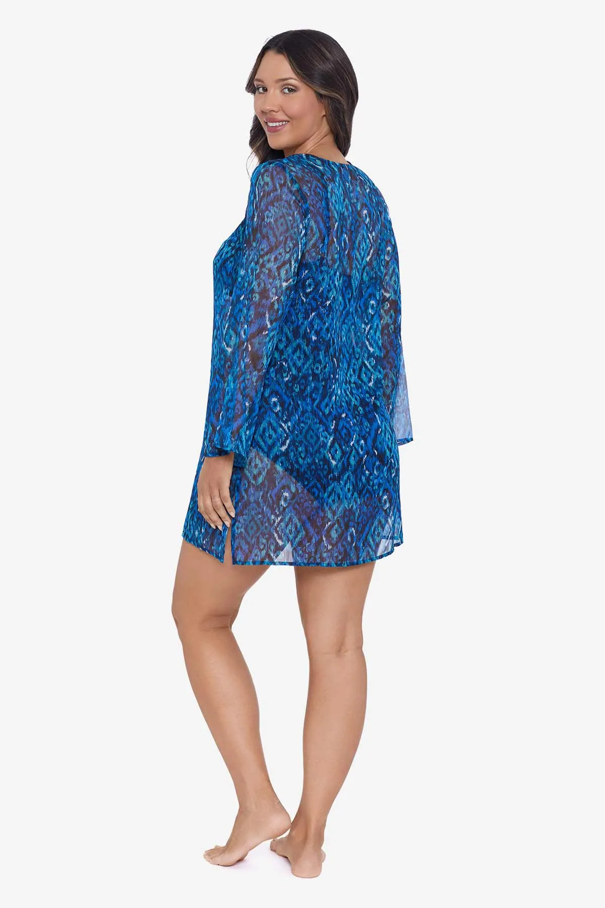 Bali Brocade Embroidered Swim Cover Up - Blue/Multi sold by Longitude product image thumbnail 2