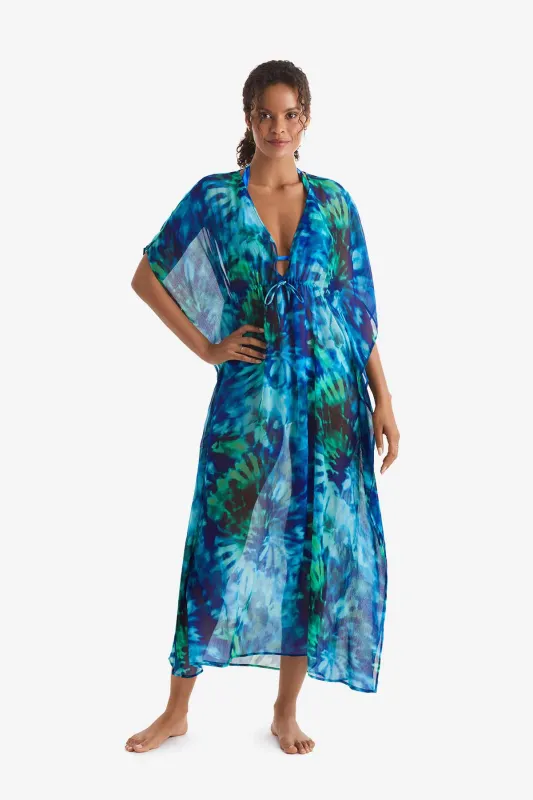 Dune Midi Caftan - Saltwater Tie Dye made by Longitude