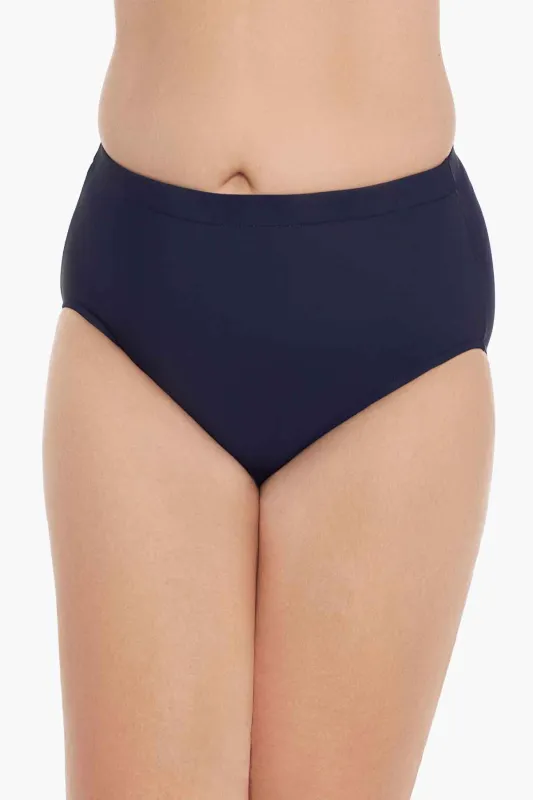 Plus Size Basic Brief Swim Bottom - Navy Blue sold by Longitude