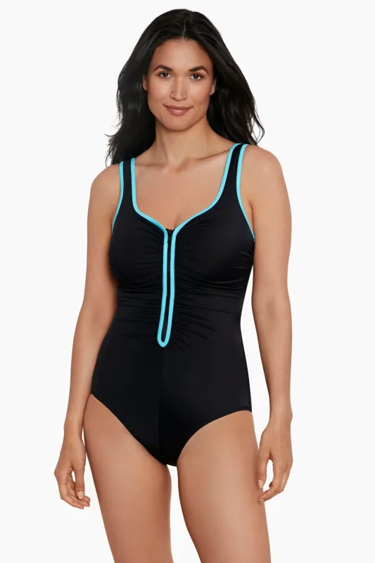 Zipper Tank One Piece - Color Coated Turquoise sold by Longitude