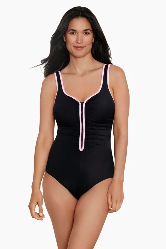 Zipper Tank One Piece - Color Coated Pink sold by Longitude