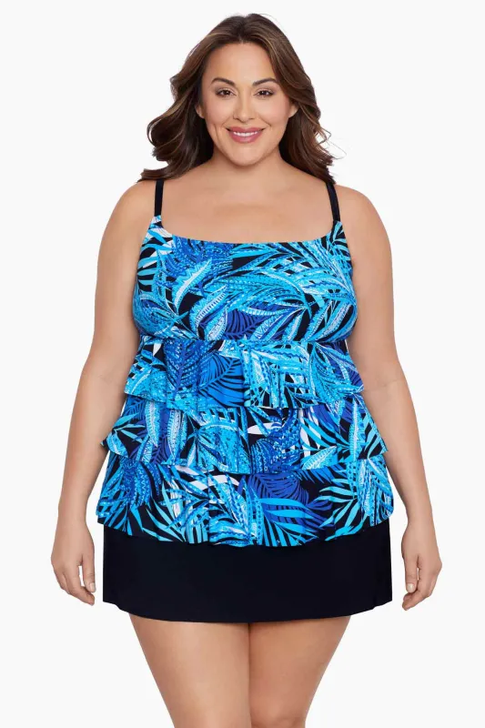 Plus Size Long Torso Ruffle Faux Skirtini - Jungle Boogie sold by Longitude