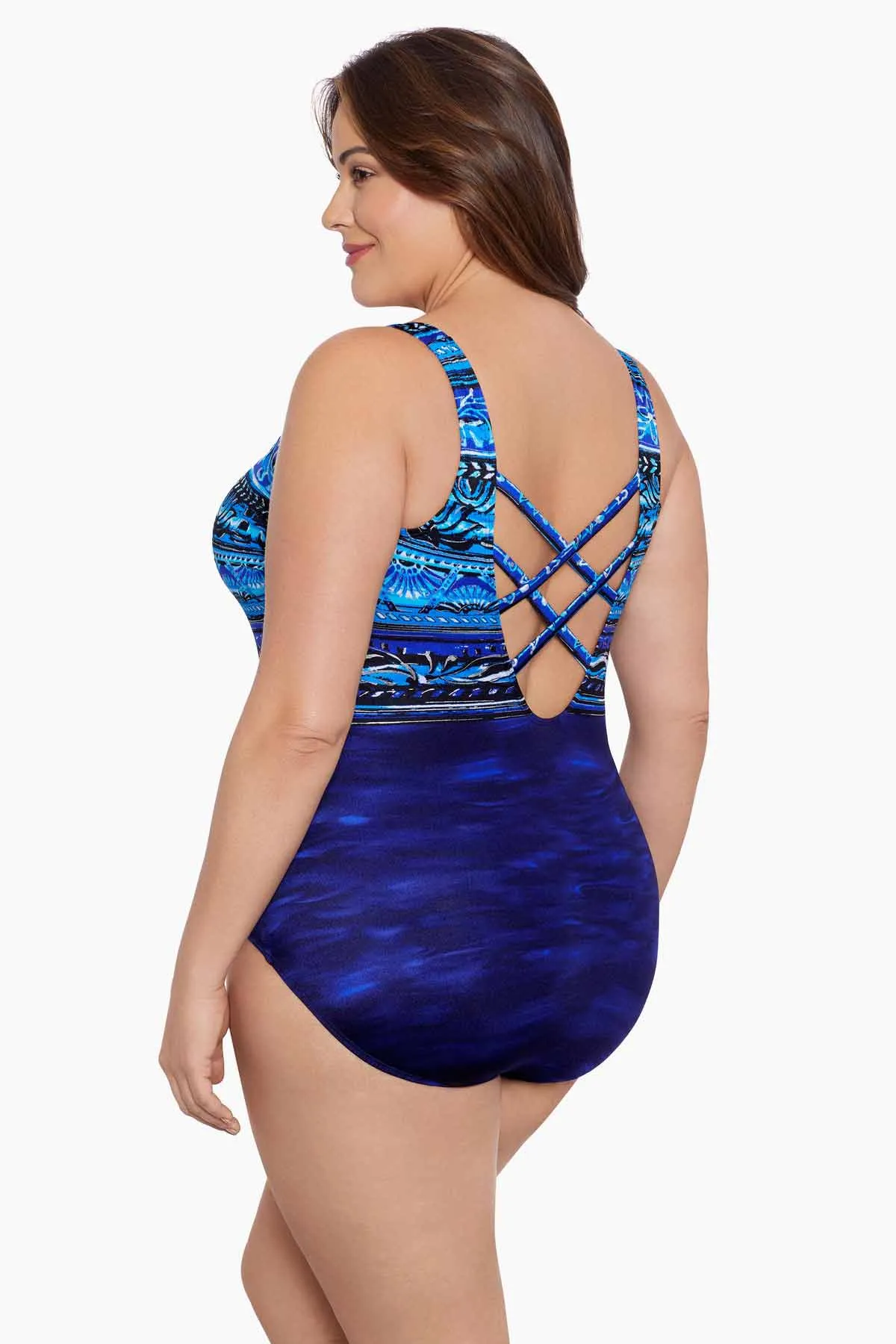 Plus Size Long Torso Double X Back One Piece - Pool Attention sold by Longitude product image thumbnail 2