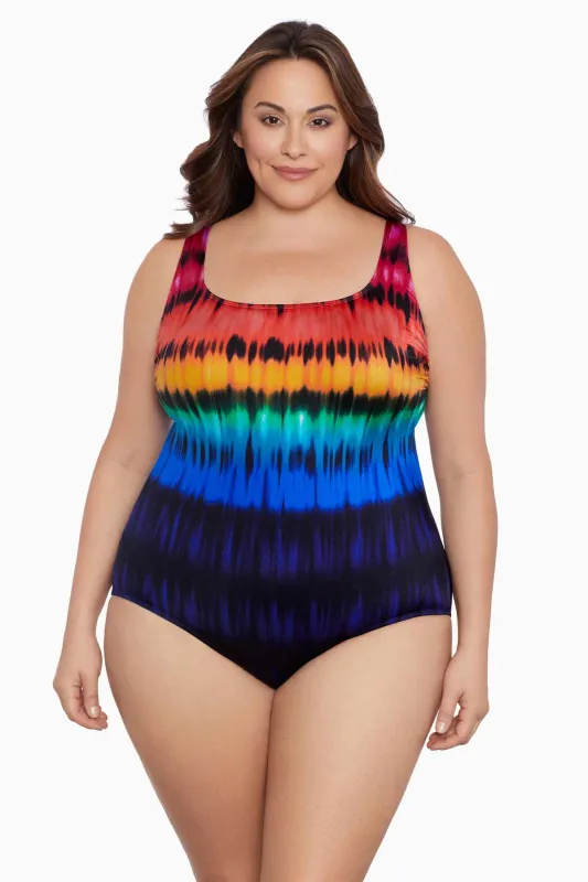 Plus Size Long Torso X-Back One Piece - Heated Waters sold by Longitude