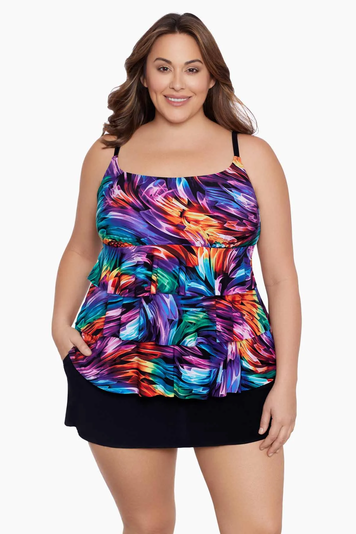 Plus Size Long Torso Ruffle Faux Skirtini - Ribbon Candy sold by Longitude product image thumbnail 2