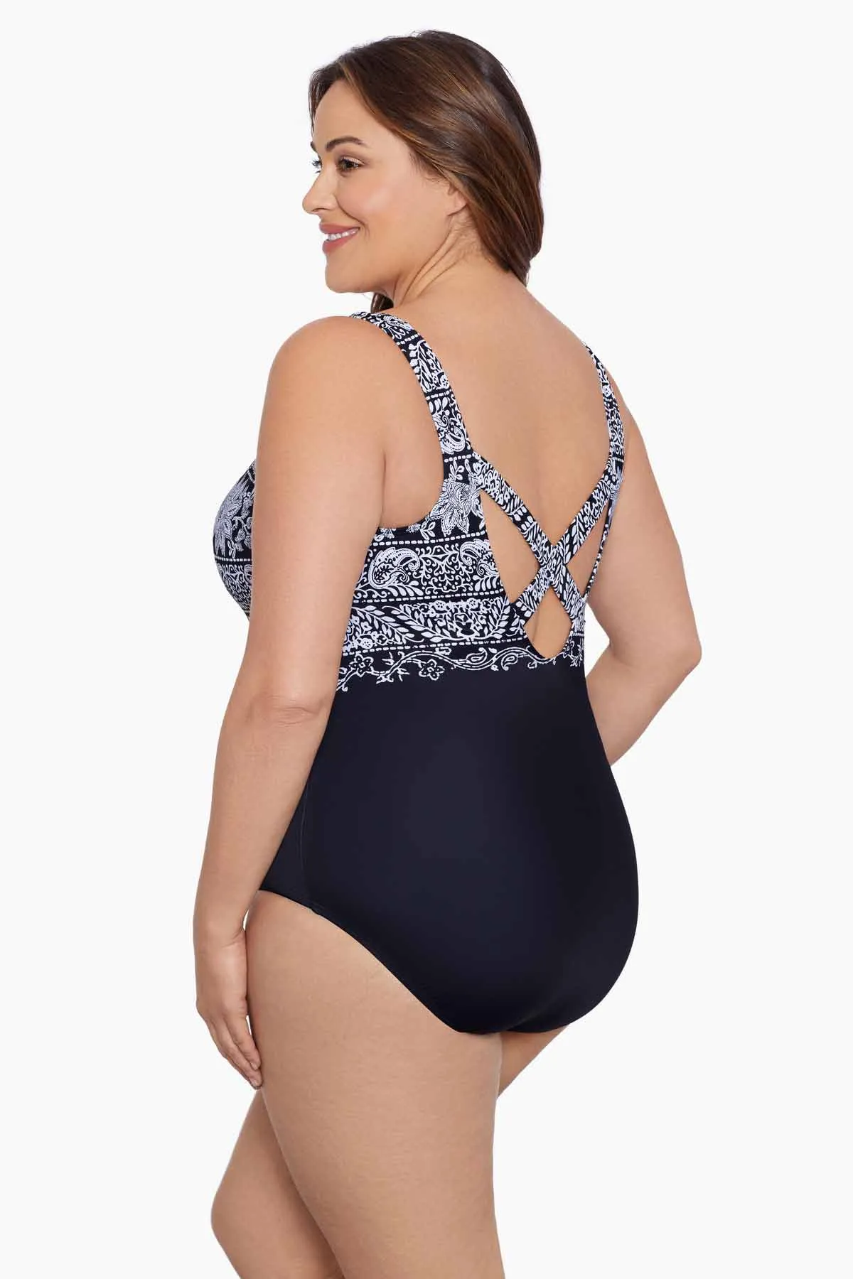 Plus Size Long Torso X Back One Piece - Night Seas sold by Longitude product image thumbnail 2