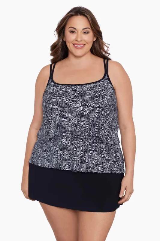 Plus Size Long Torso Double Ruffle Skirtini W/Pockets - Madison Square sold by Longitude